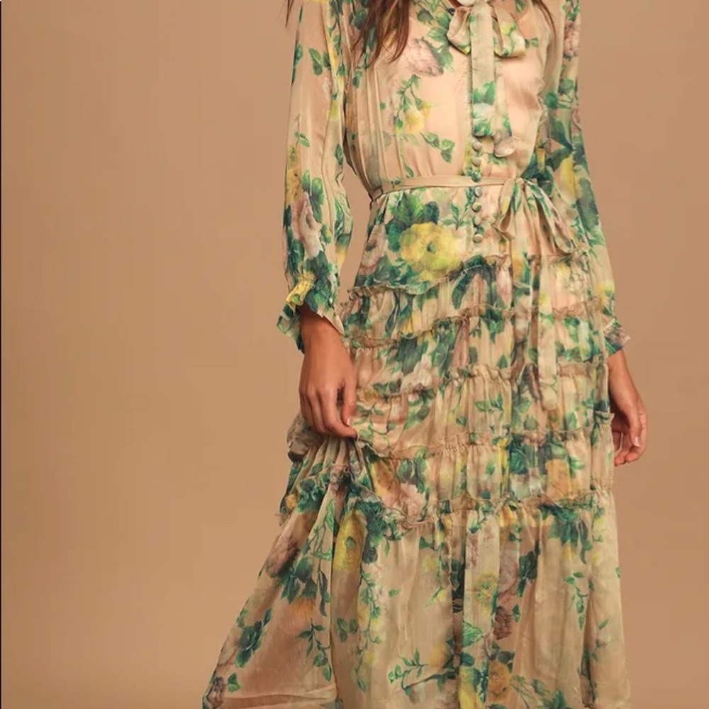 O.P.T Floral Print Tiered Midi Dress 🌿 XS - Picture 2 of 12